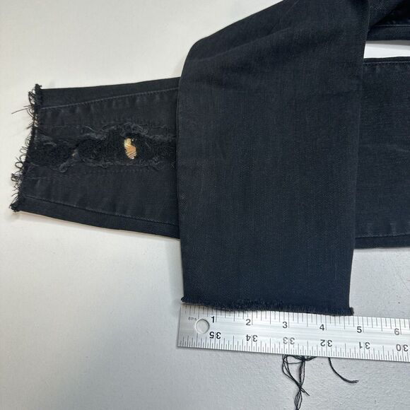 Judy Blue Jeans 13 31 Skinny Black Stretch Denim Leopard Animal Patch Distressed - Picture 13 of 14